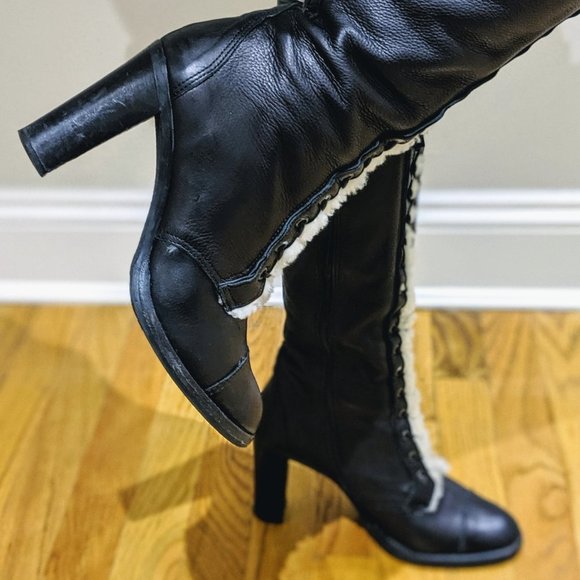 COACH Knee-High Lace-up Leather Boots Size 8 EUC - Picture 9 of 14